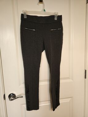 Guess Charcoal Slim Ponte Skinny Pants with Zip Detail Medium